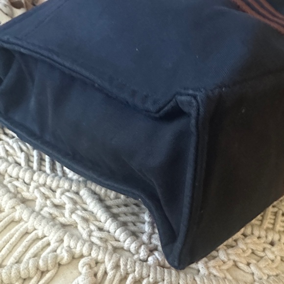 Hermes Blue Tote with Brown Stripes - Picture 6 of 12
